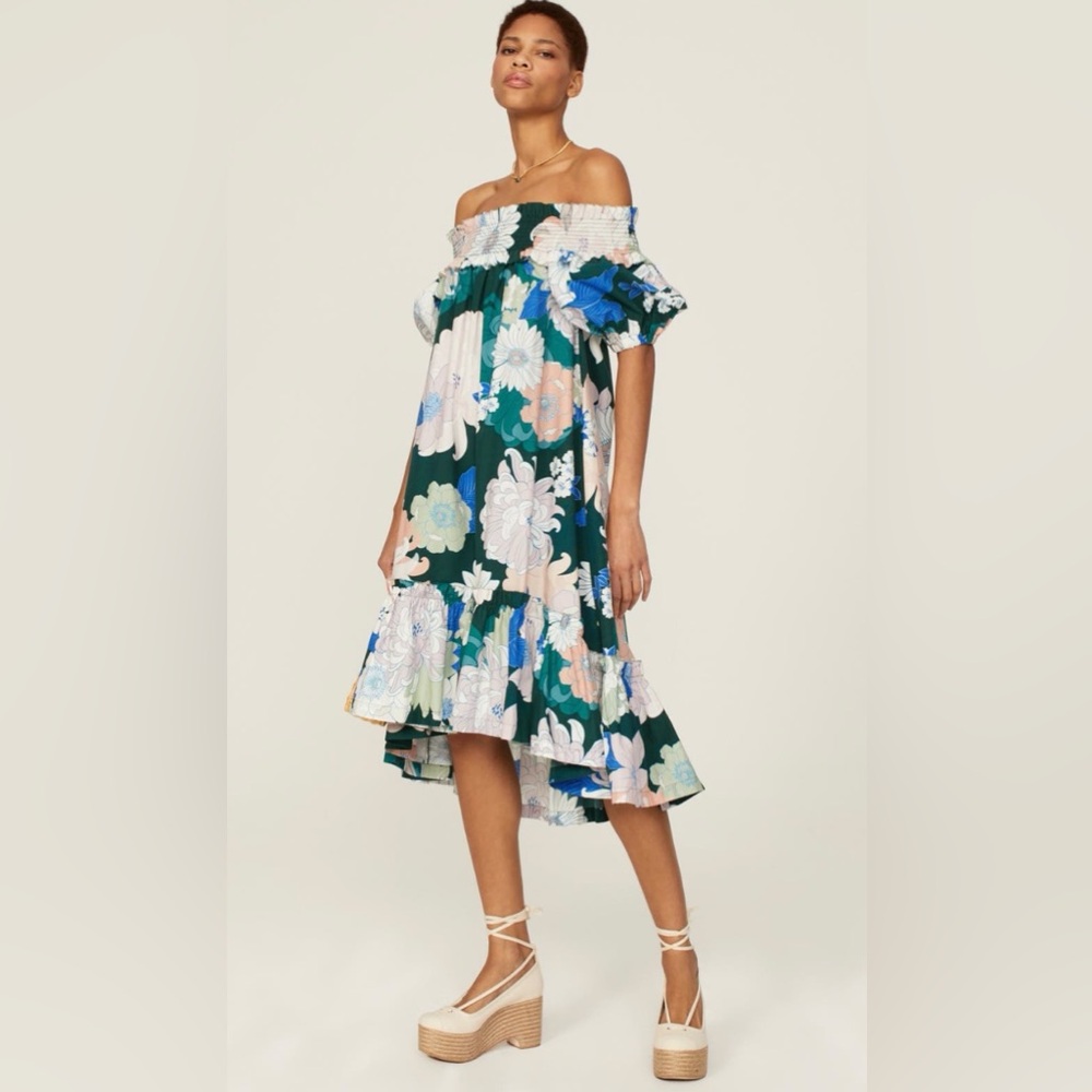 Anthropologie Cara Cara Floral Dress with Ruffle Hem And Pockets XS